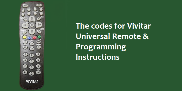 Vivitar universal remote codes & programming instructions